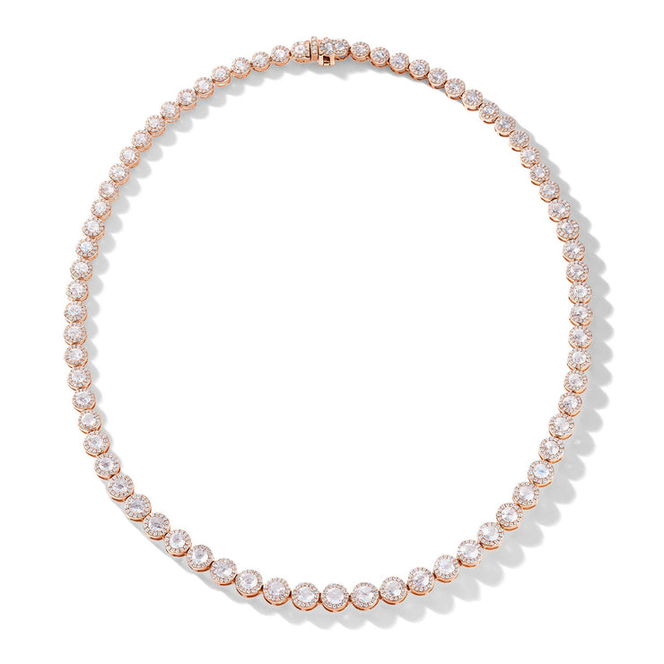 Cz rose gold single line graduation Tennis necklace -